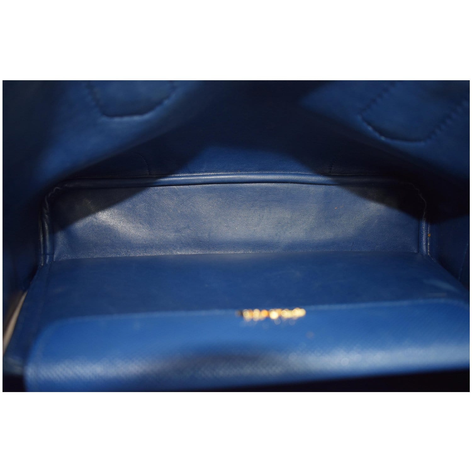 PRADA Galliera Two Tone Leather Tote Bag Blue/Tan