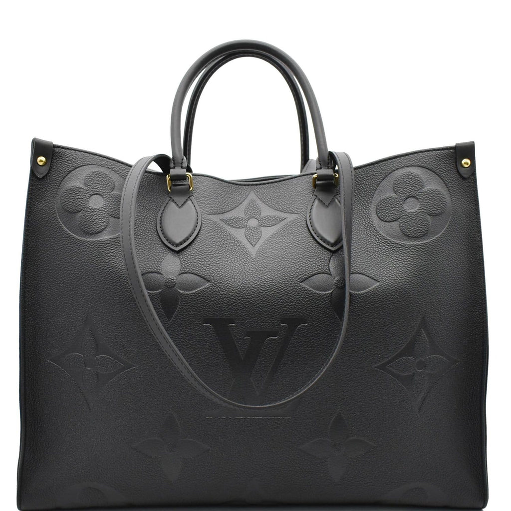 LOUIS VUITTON Onthego GM Monogram Empreinte Leather Tote Bag Black