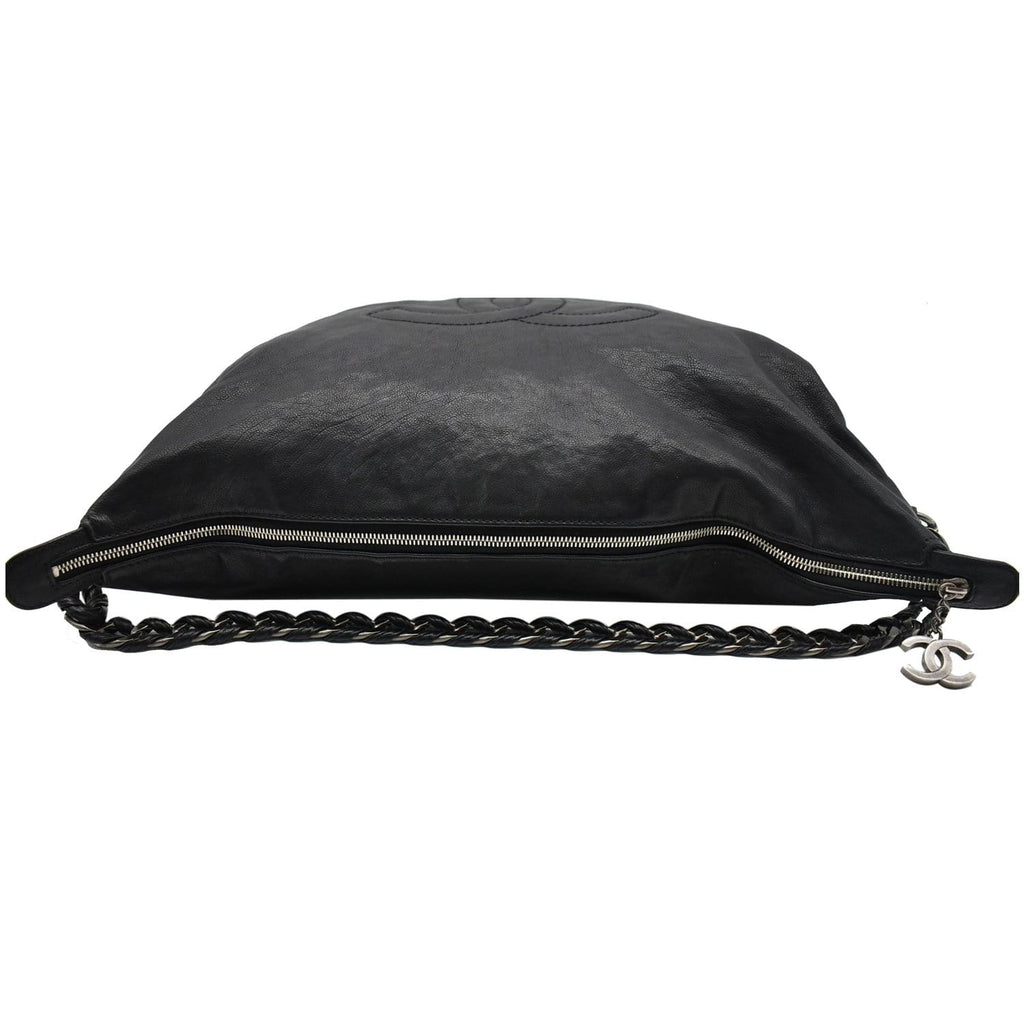 CHANEL Modern Chain Calfskin Leather Hobo Bag Black