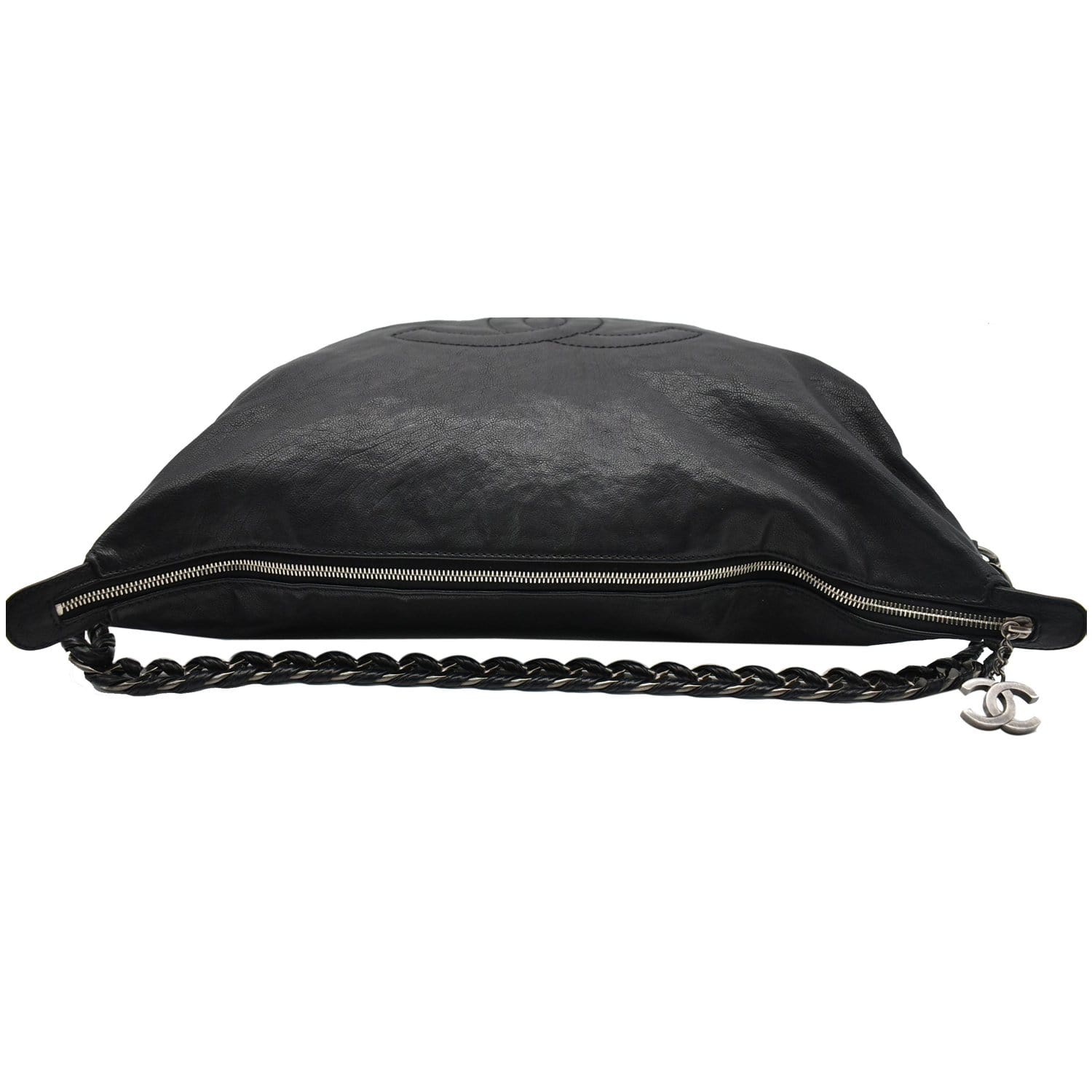CHANEL Modern Chain Calfskin Leather Hobo Bag Black