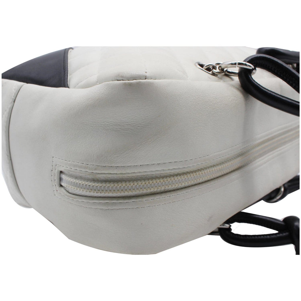CHANEL Cambon Ligne Quilted Leather Bowler Tote Bag White - 10% OFF