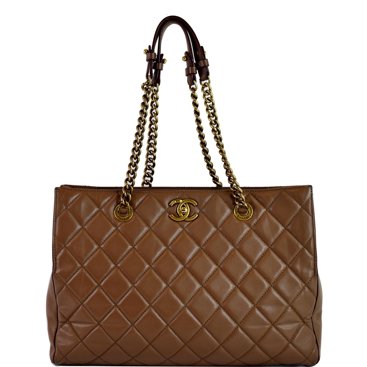 CHANEL Quilted Leather Perfect Edge Shopper Tote Brown