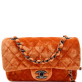 CHANEL Small Flap Quilted Velvet Crossbody Bag Coral - 25% OFF