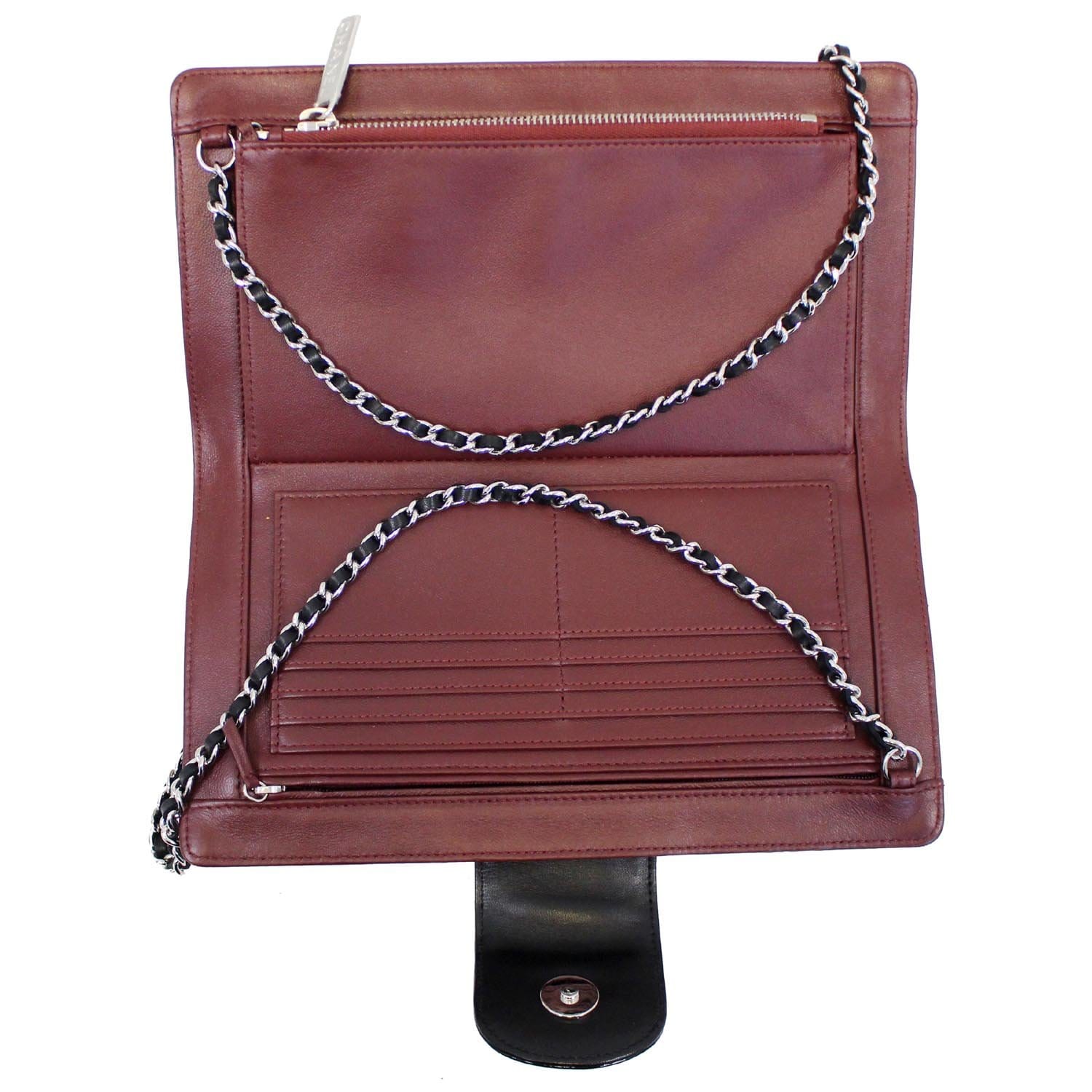 CHANEL Lucky Symbols Pochette Patent Leather Wallet on a Chain Black