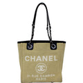 CHANEL Deauville Mini Chian Tote Bag Beige/Black