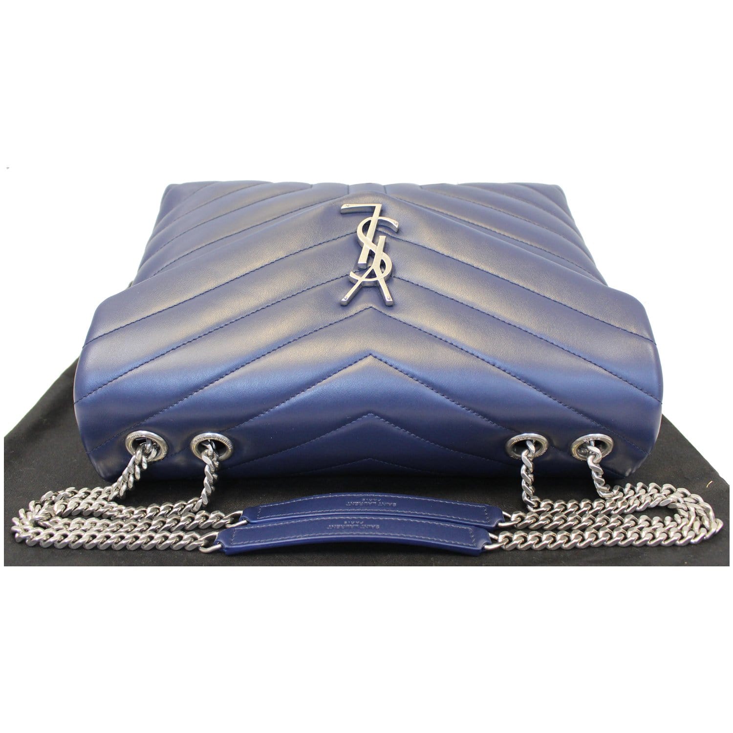 YVES SAINT LAURENT Matelasse Loulou Monogram Calfskin Shoulder Bag Blue