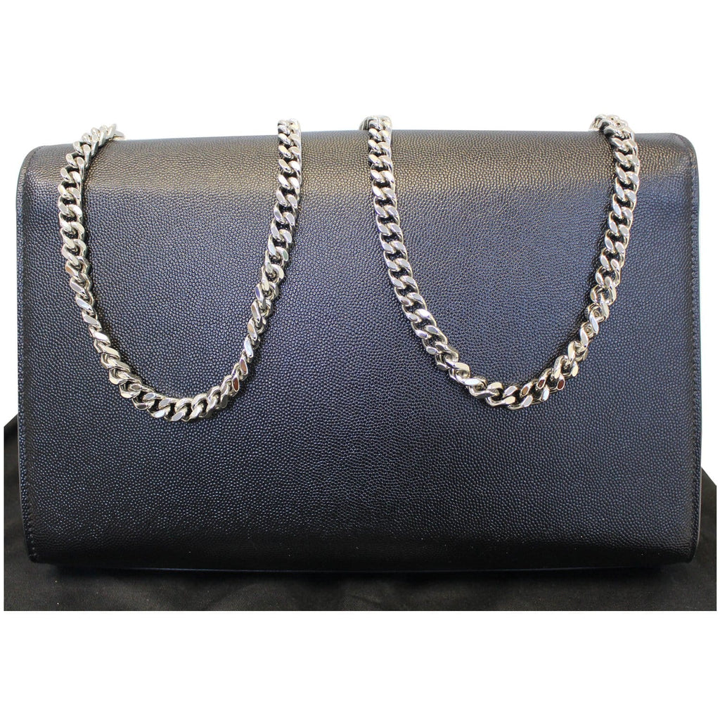 YVES SAINT LAURENT Kate Large Grain De Poudre Leather Shoulder Bag Black