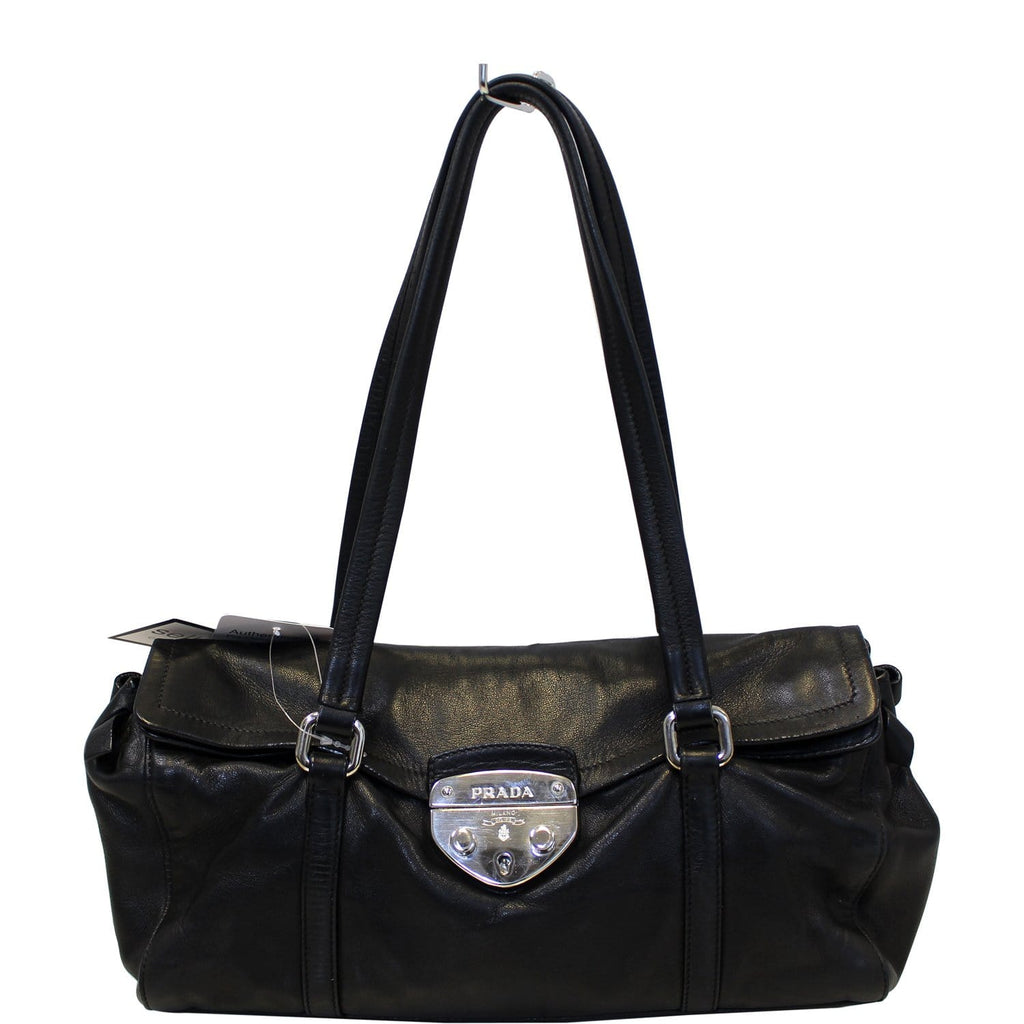 Prada Black Lambskin Leather Shoulder Bag