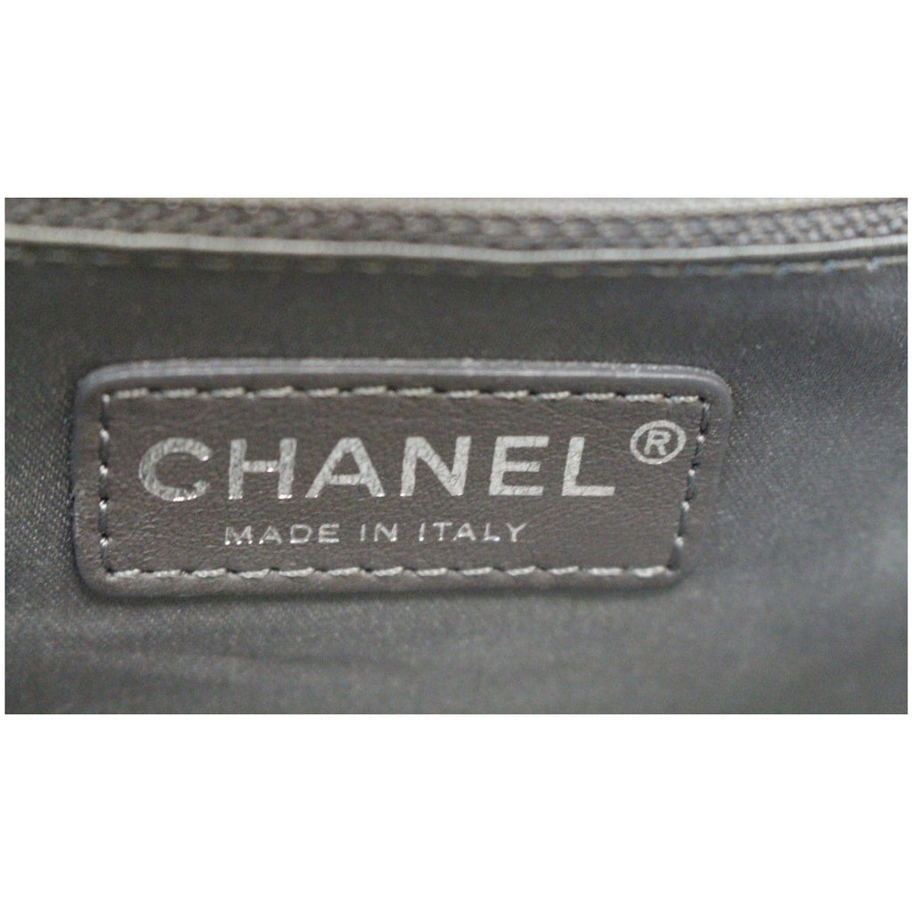 CHANEL Square Stitched Lax Lambskin Tote Bag White
