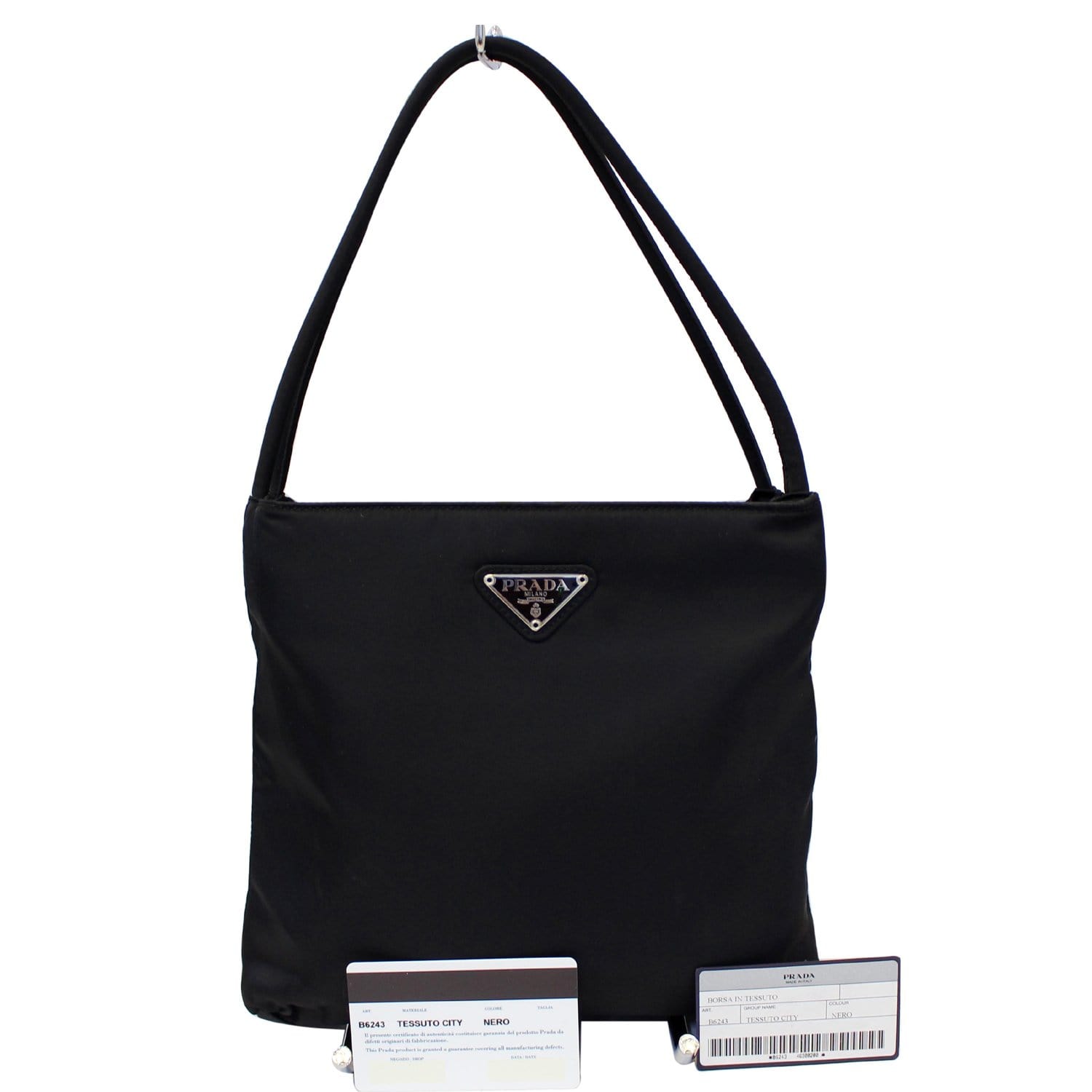 PRADA Tessuto City Nylon Shoulder Bag Black