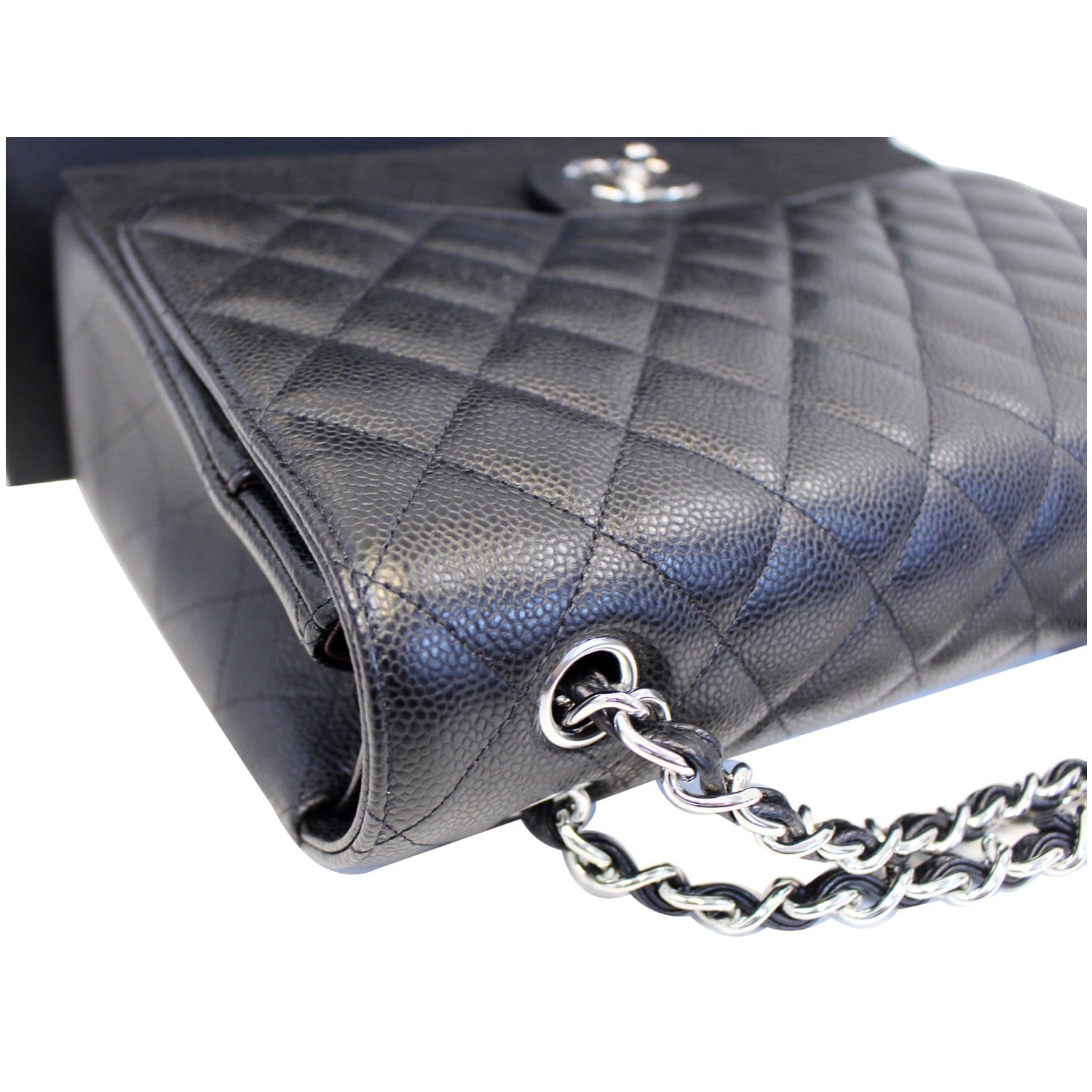 CHANEL Classic Maxi Jumbo Double Flap Caviar Leather Shoulder Bag