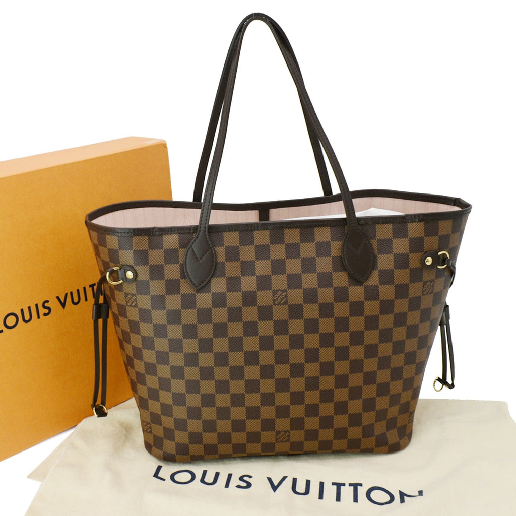 LOUIS VUITTON Neverfull MM Damier Ebene Tote Bag Brown