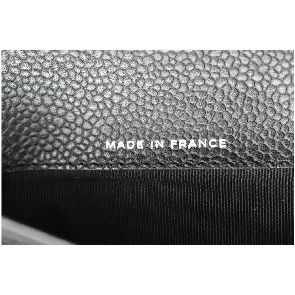 CHANEL Classic Flap Caviar Leather Card Holder Wallet Black
