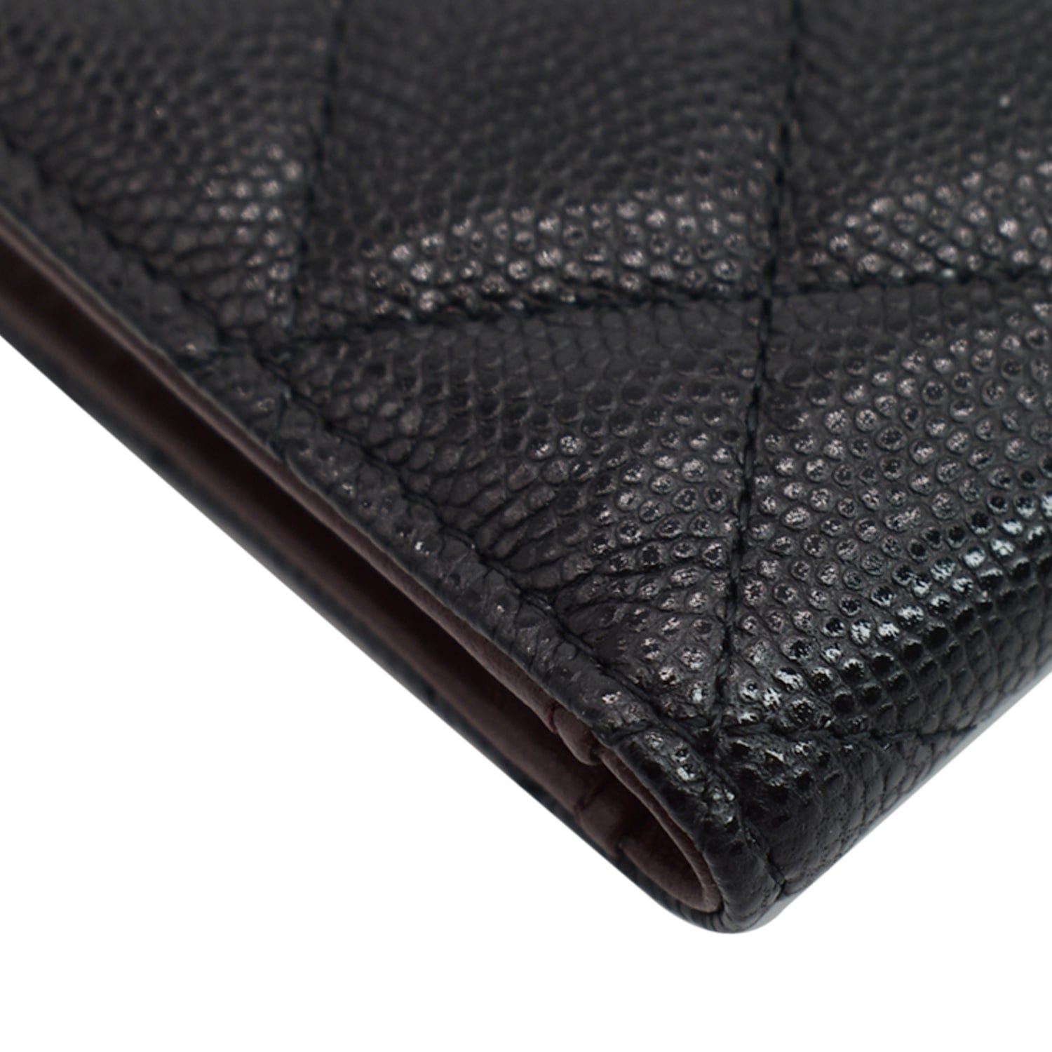 CHANEL CC Card Holder Quilted Caviar Leather Wallet Black
