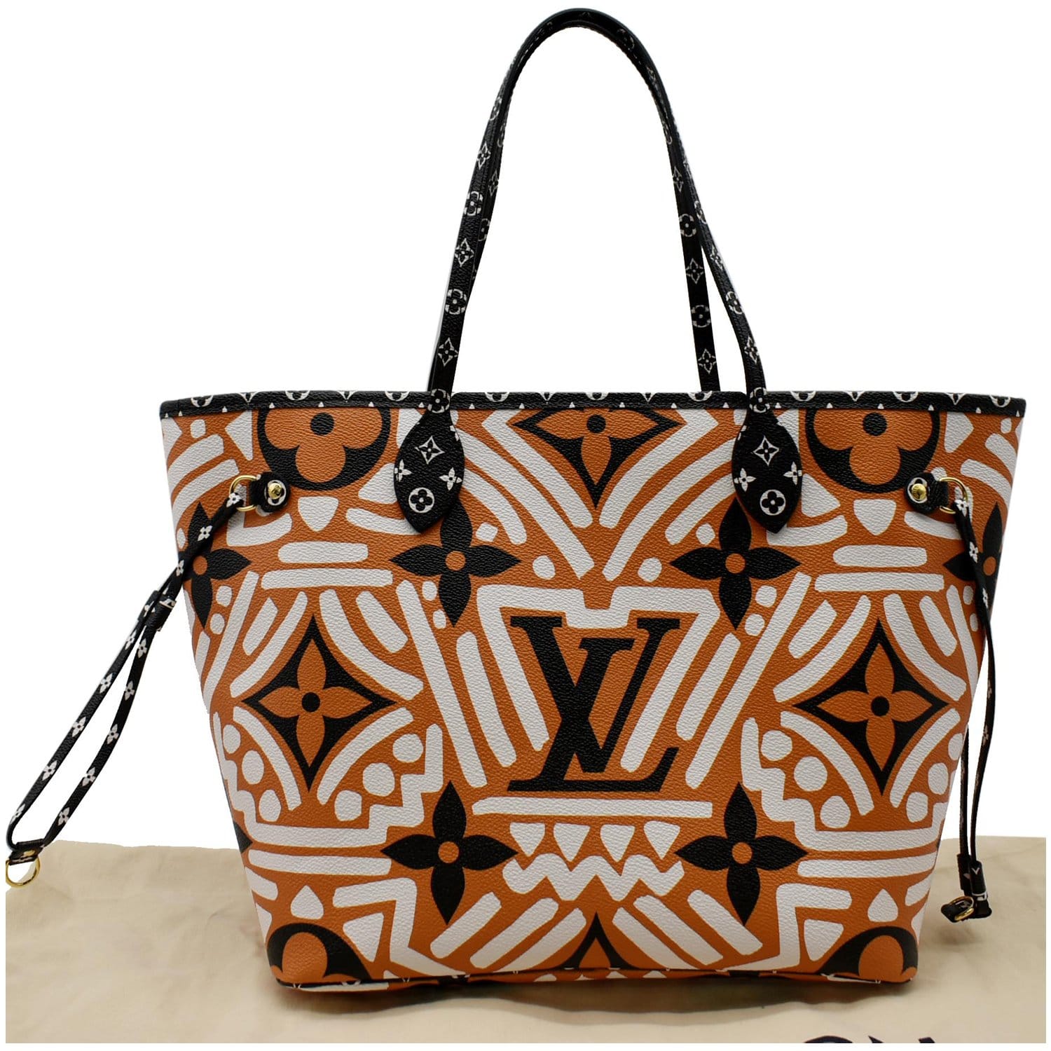 LOUIS VUITTON Neverfull Crafty MM Monogram Gaint Canvas Tote Bag Caramel
