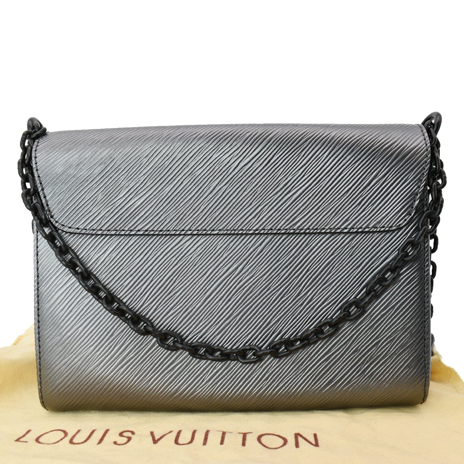 LOUIS VUITTON Twist MM Epi Patent Leather Shoulder Bag Silver