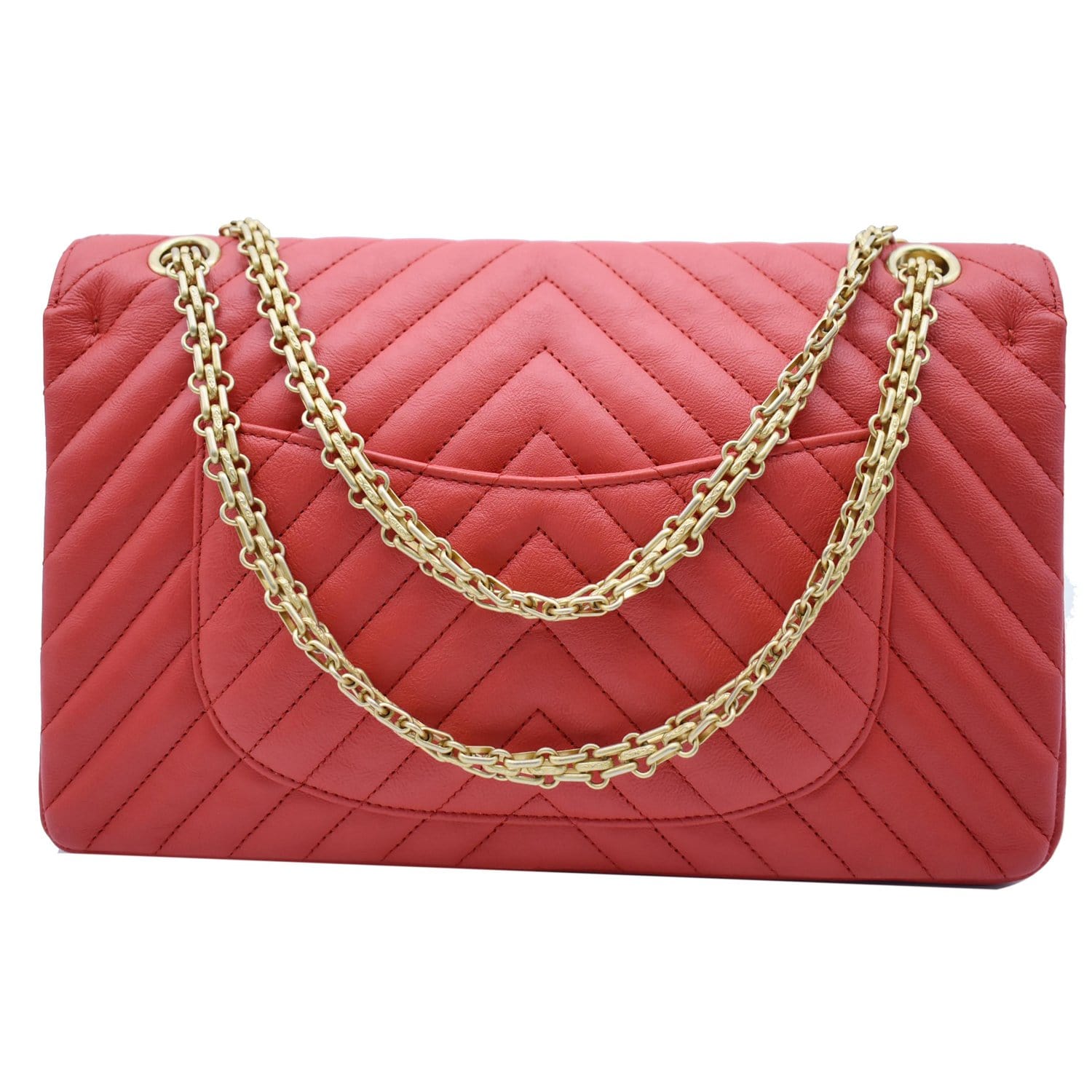 CHANEL 2.55 Reissue Double Flap Chevron Leather Shoulder Bag Red