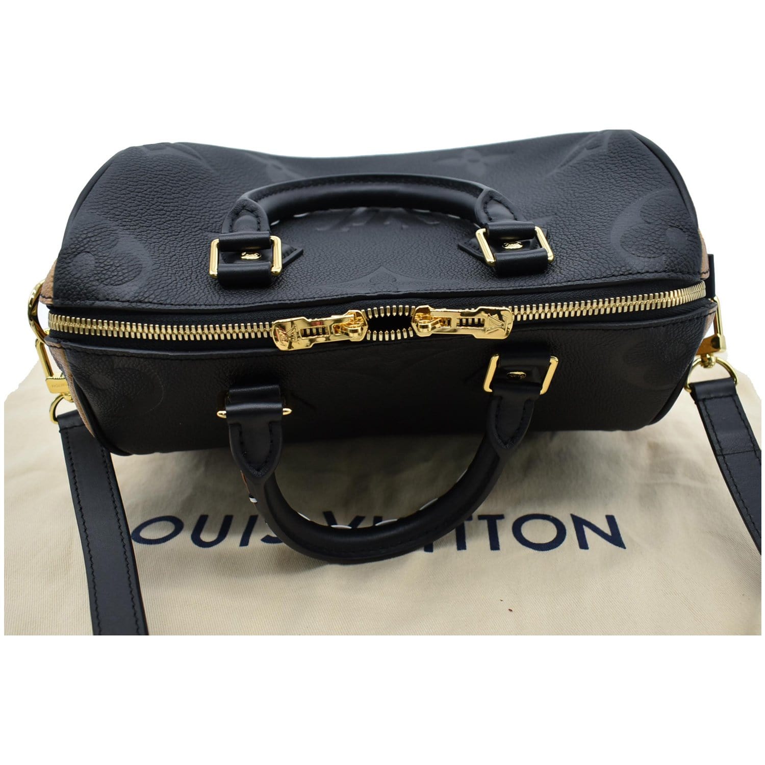 LOUIS VUITTON Speedy 25 Wild At Heart Leather Shoulder Bag Black