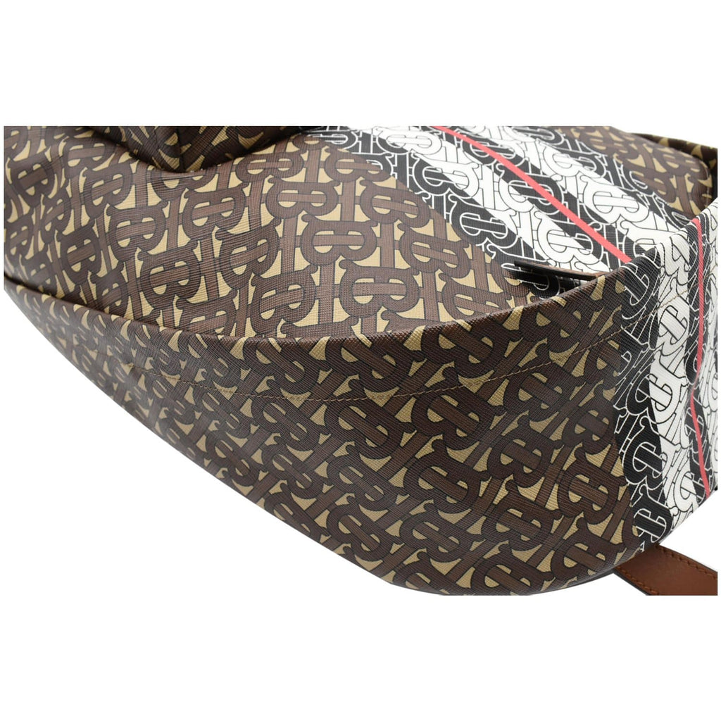 BURBERRY Bridle Stripe Monogram Print E-canvas Backpack Brown