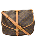 LOUIS VUITTON Saumur 35 Monogram Canvas Shoulder Bag Brown