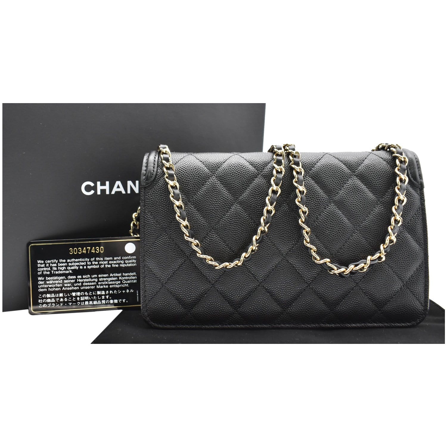 CHANEL CC Filigree Small Flap Caviar Leather Crossbody Bag Black