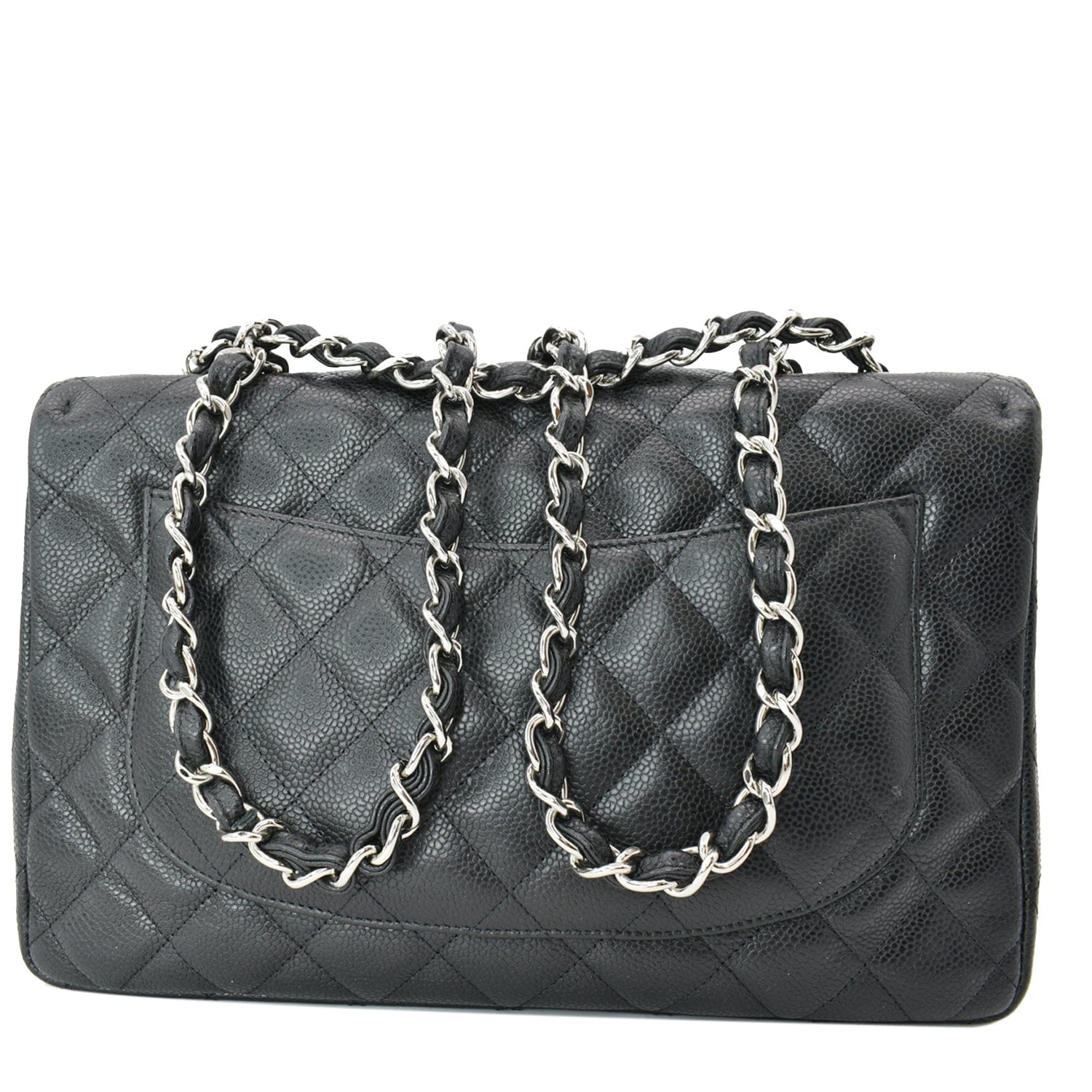 CHANEL Jumbo Classic Single Flap Caviar Leather Shoulder Bag Black