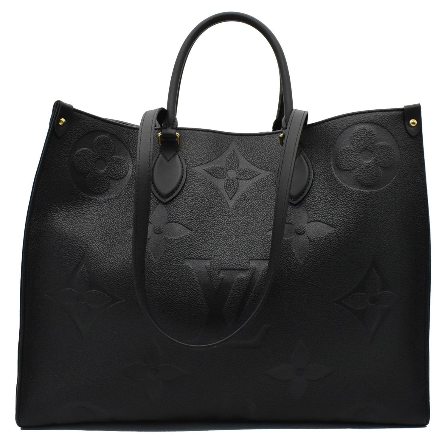 LOUIS VUITTON Onthego GM Monogram Empreinte Leather Tote Bag Black