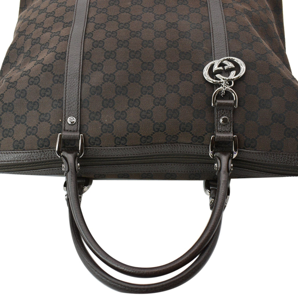 GUCCI GG Guccissima Canvas Leather Tote Brown 339550