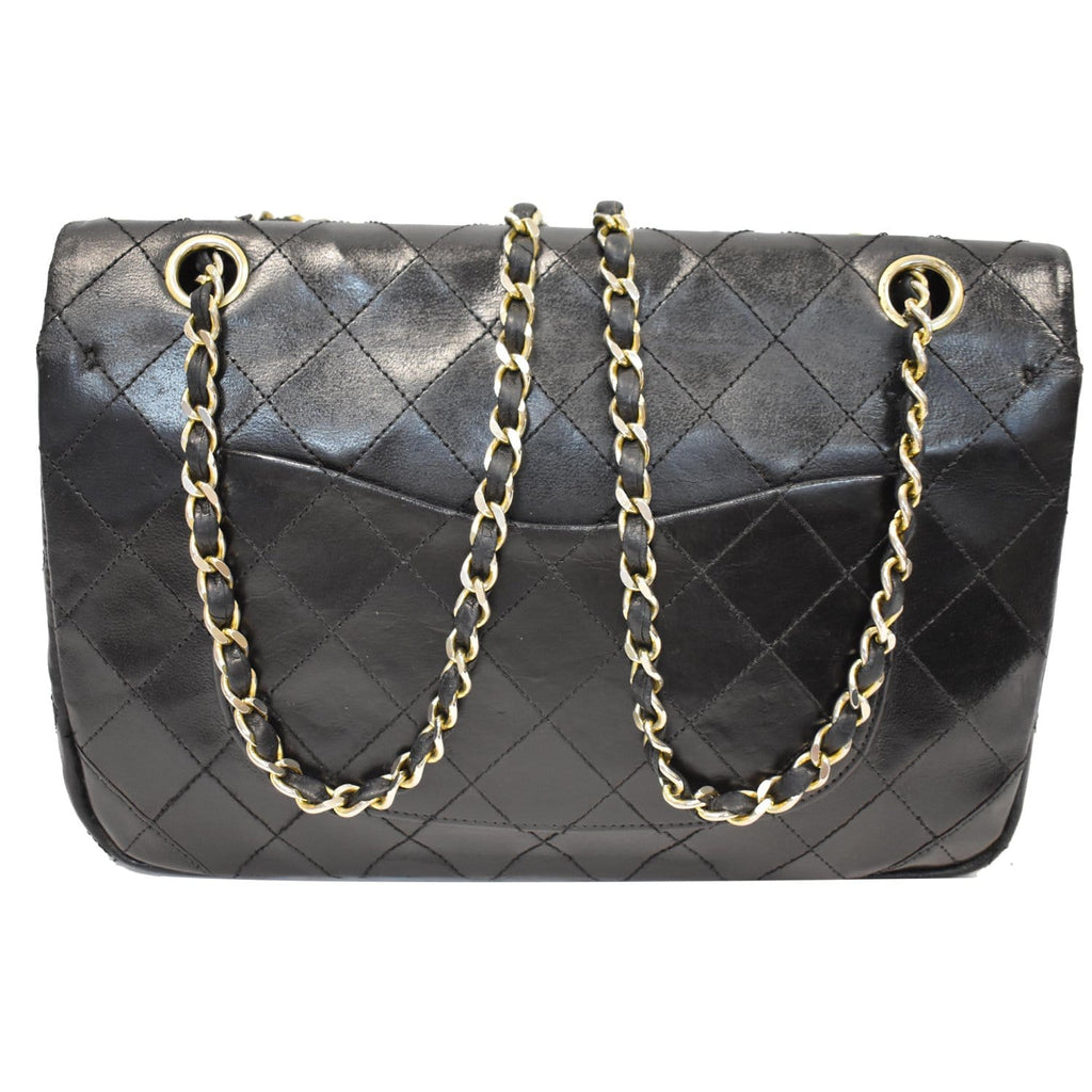 CHANEL CC Vintage Classic Medium Double Flap Calf Shoulder Bag Black