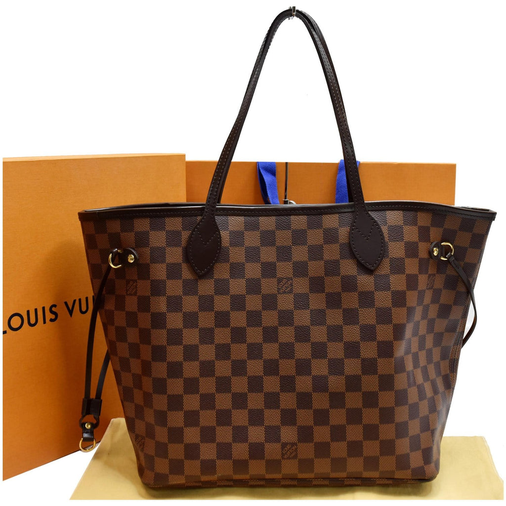 LOUIS VUITTON Neverfull MM Damier Ebene Tote Shoulder Bag Brown
