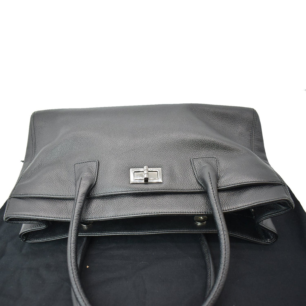 CHANEL Reissue Cerf Executive East West Leather Tote Bag Black