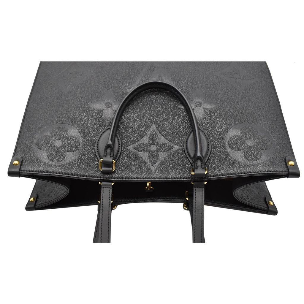 LOUIS VUITTON Onthego GM Monogram Empreinte Leather Tote Bag Black