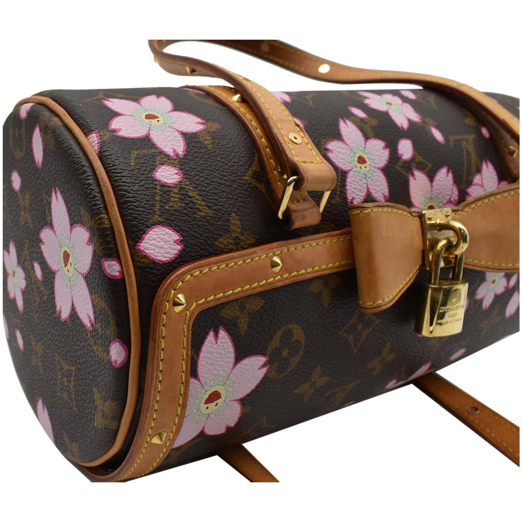 LOUIS VUITTON Papillon Monogram Cherry Blossom Tote Handbag Brown