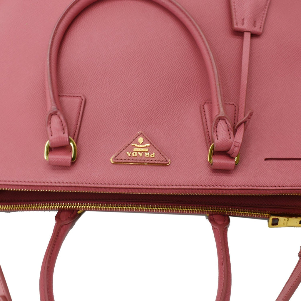 PRADA Galleria Large Double Zip Saffiano Leather Tote Bag Pink