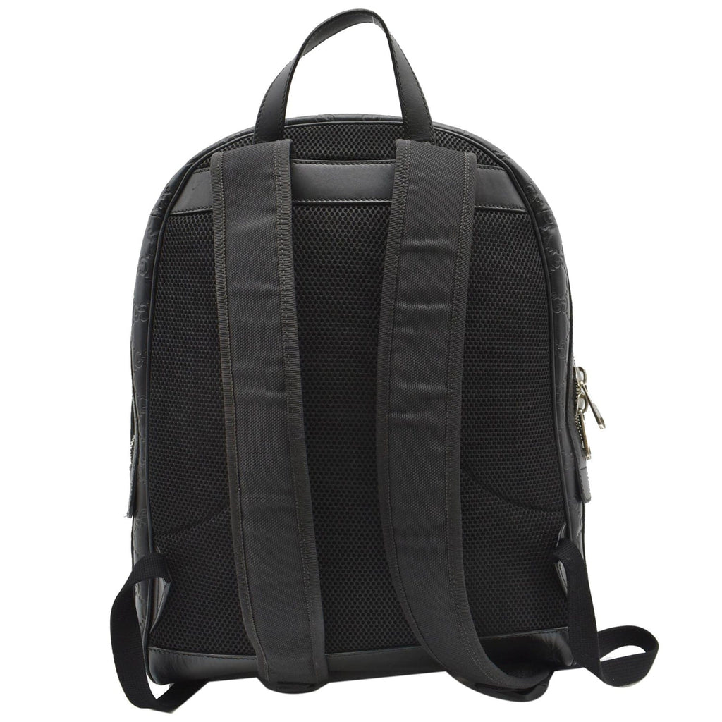 GUCCI GG Signature Leather Backpack Bag Black 406370