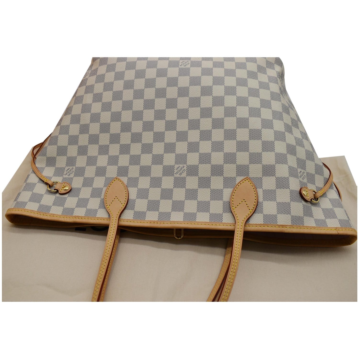 LOUIS VUITTON Neverfull MM Damier Azur Tote Bag Rose Ballerine