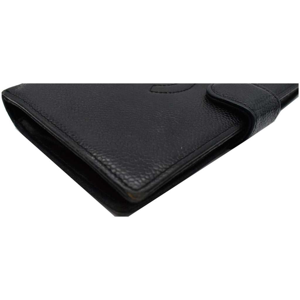 CHANEL Vintage CC Caviar Leather Bifold Wallet Black