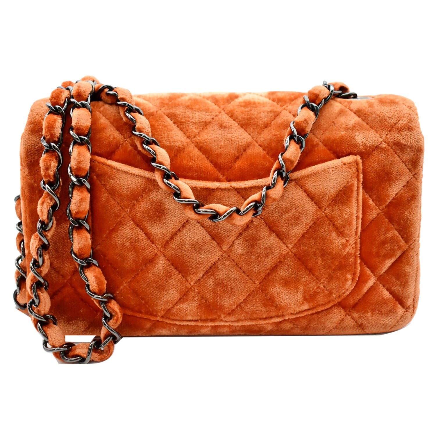 CHANEL Small Flap Quilted Velvet Crossbody Bag Coral - 25% OFF