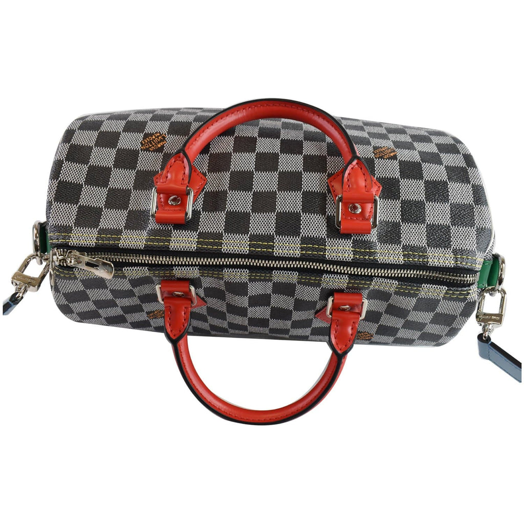 LOUIS VUITTON Speedy 30 Bandouliere Damier Shoulder Bag Black White