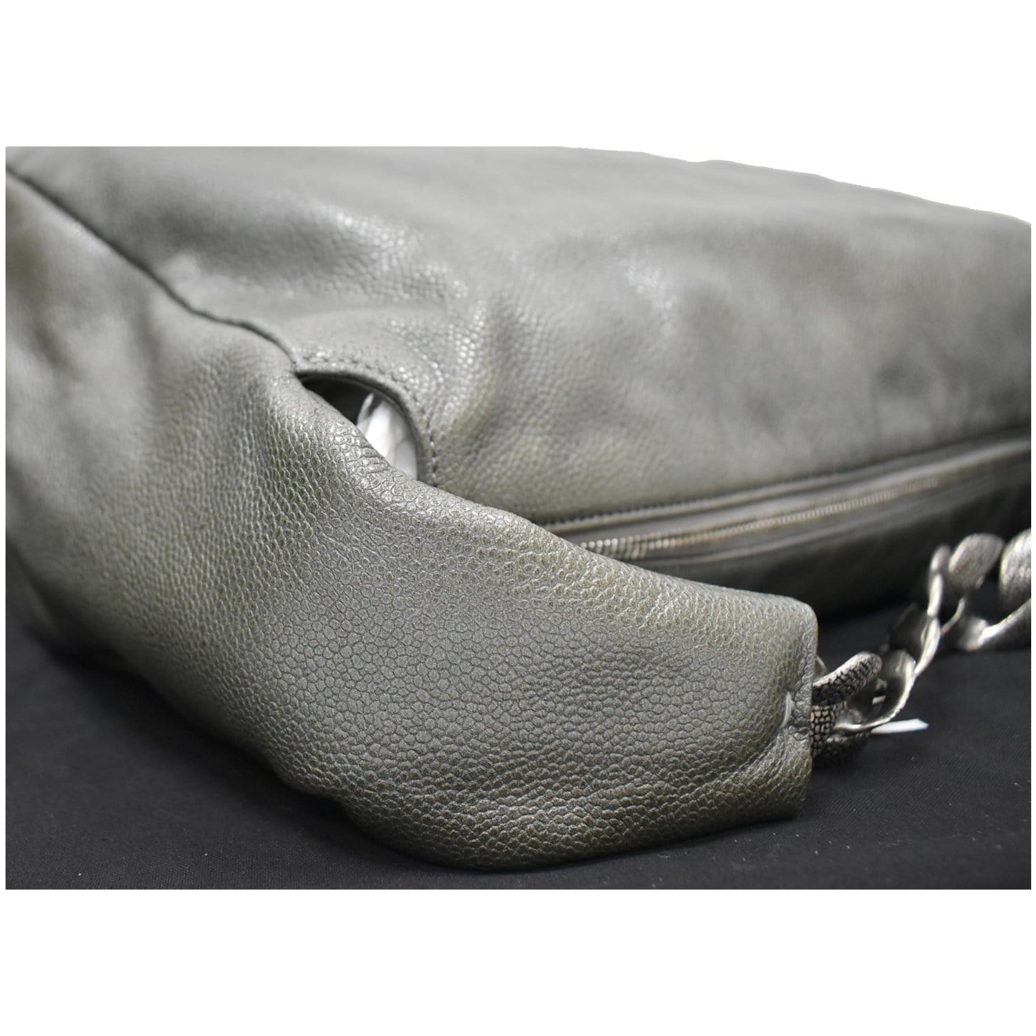 CHANEL 31 Small CC Caviar Leather Hobo Bag Grey