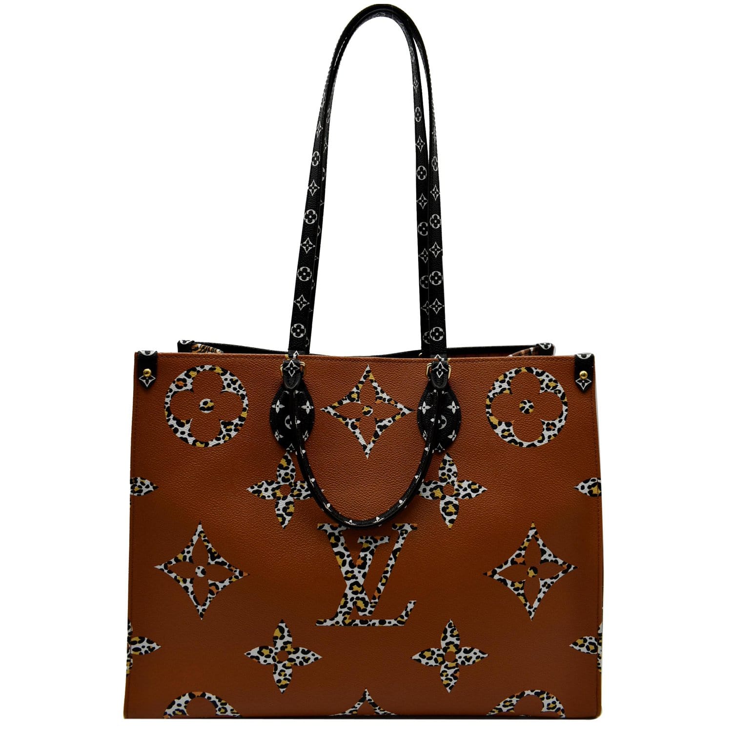 LOUIS VUITTON Onthego Jungle GM Giant Monogram Canvas Tote Shoulder Bag Black