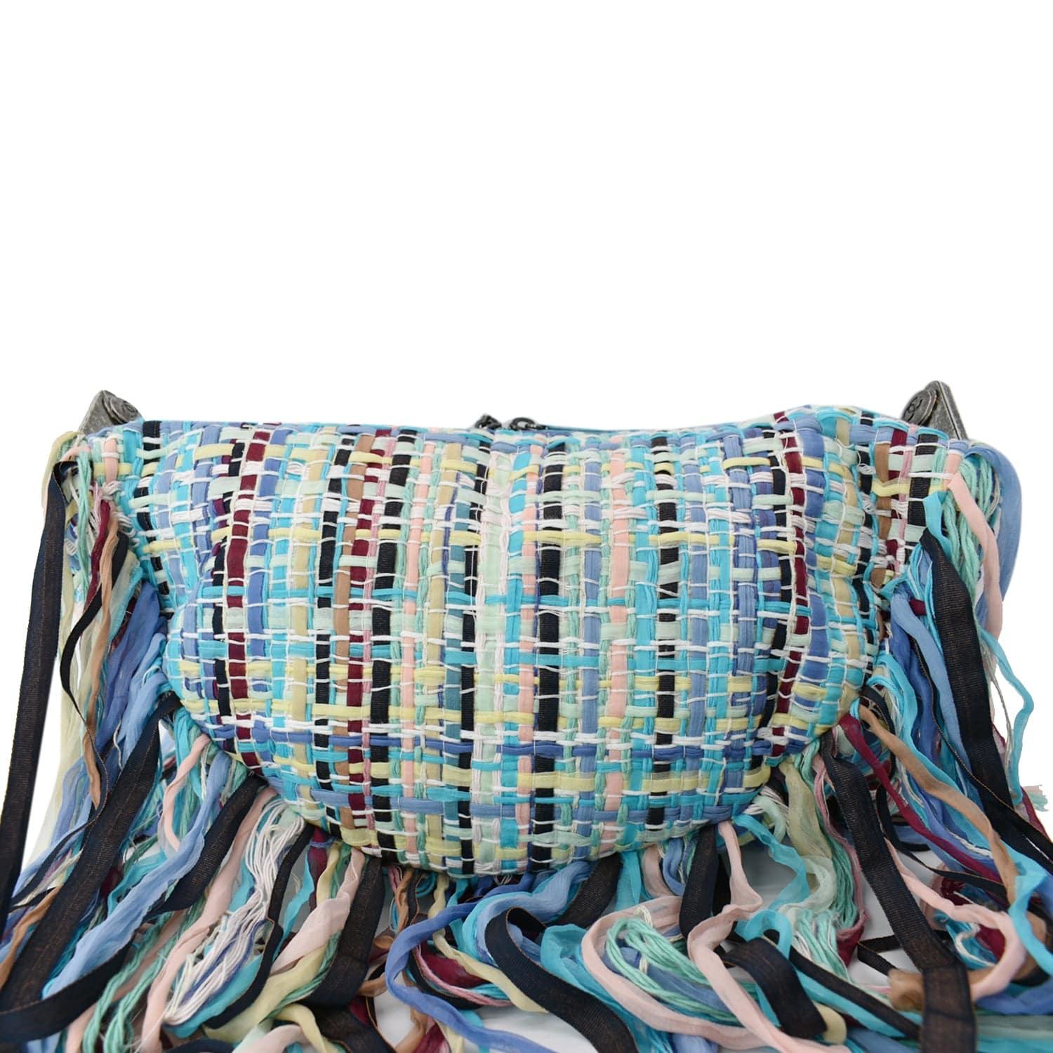 CHANEL Coco Cuba Hammock Tweed Woven Hobo Bag Turquoise