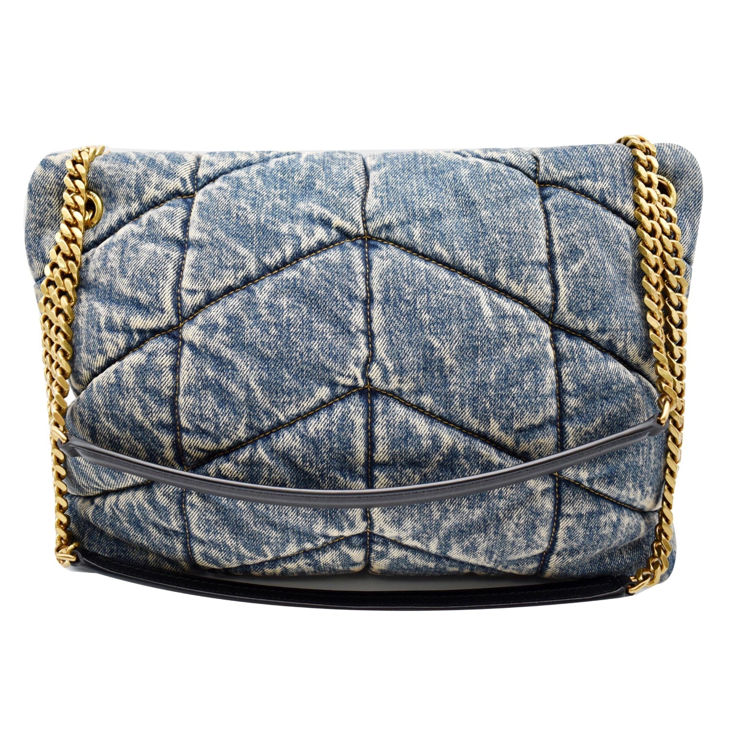 YVES SAINT LAURENT Vintage Puffer Medium Denim Canvas Shoulder Bag Blue