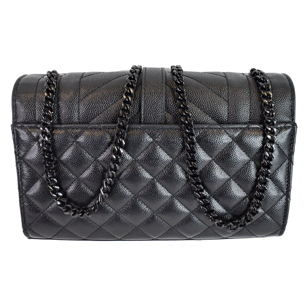 YVES SAINT LAURENT Small Envelope Matelassé Leather Shoulder Bag Black