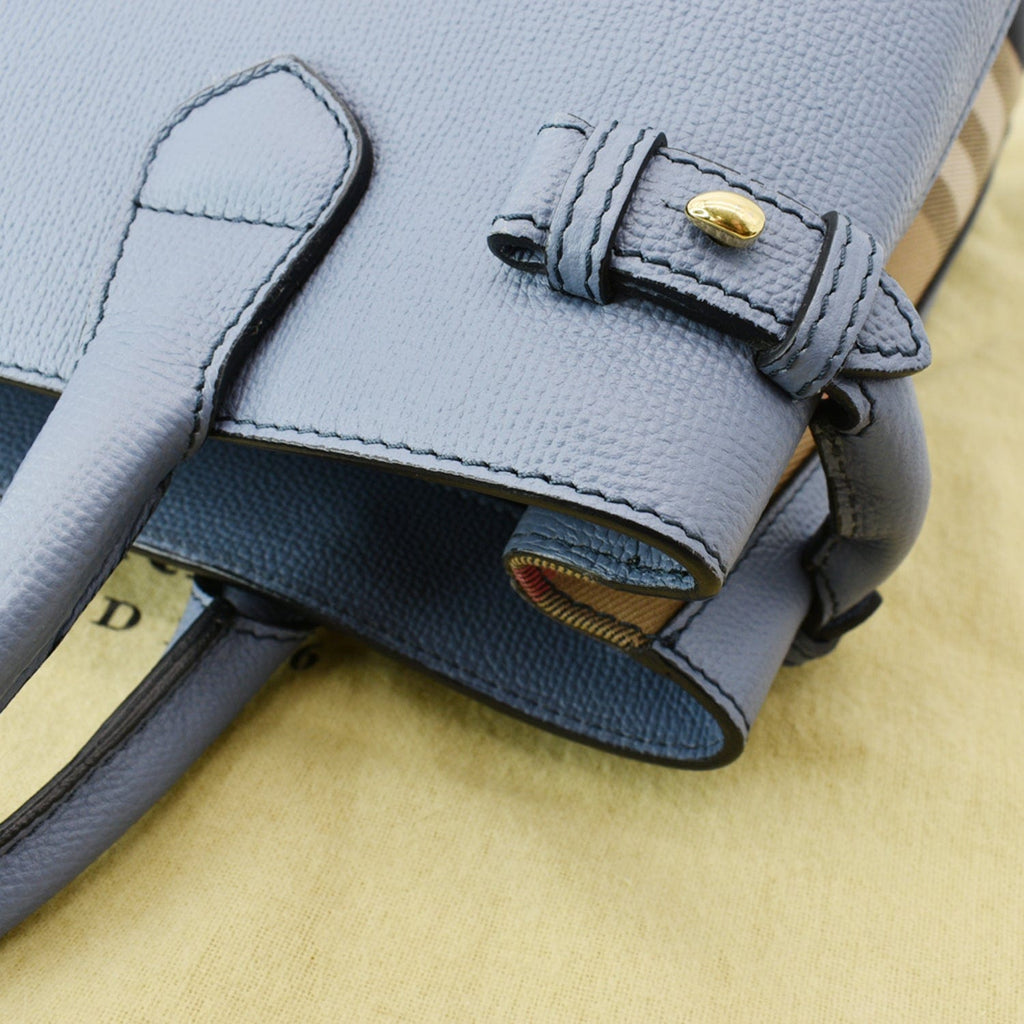 BURBERRY Banner Medium House Check Tote Bag Blue