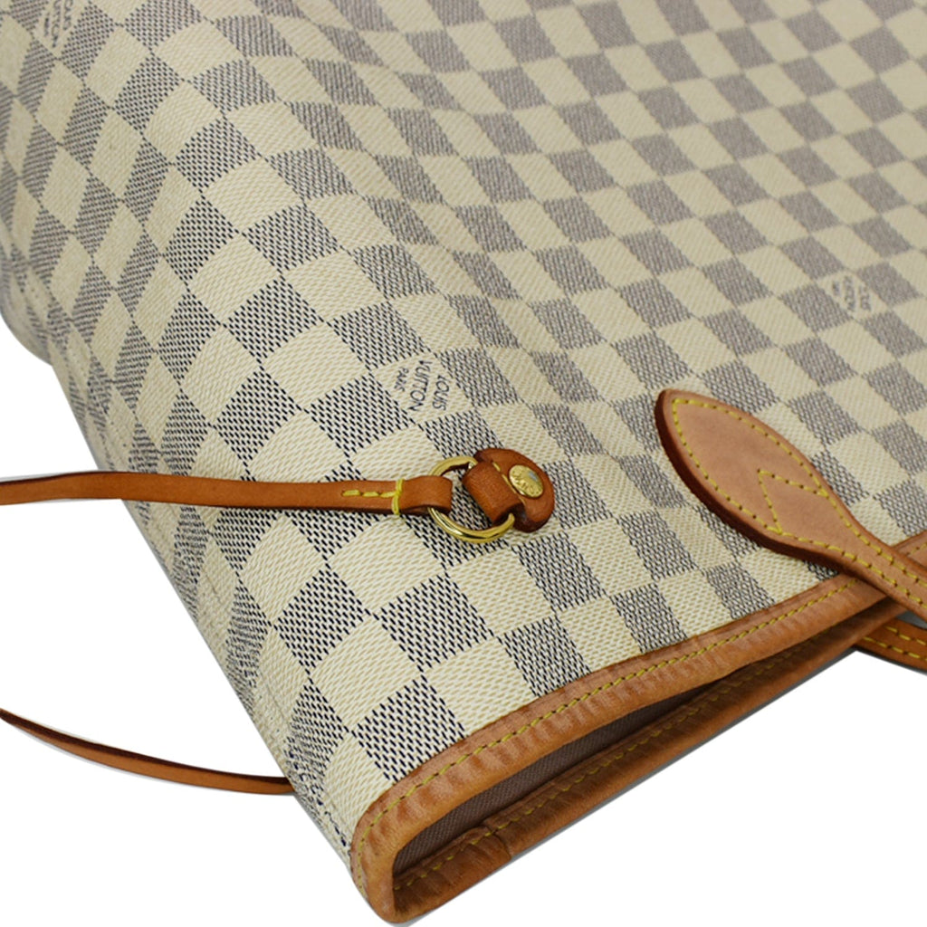 LOUIS VUITTON Neverfull MM Damier Azur Tote Bag Rose Ballerine