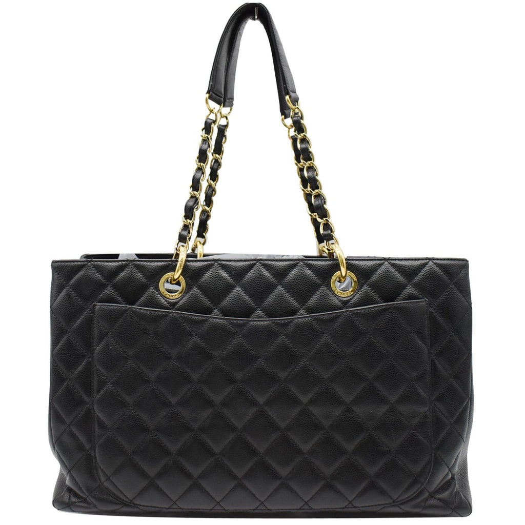 CHANEL XL Grand Quilted Caviar Leather Shopping Tote Bag Black
