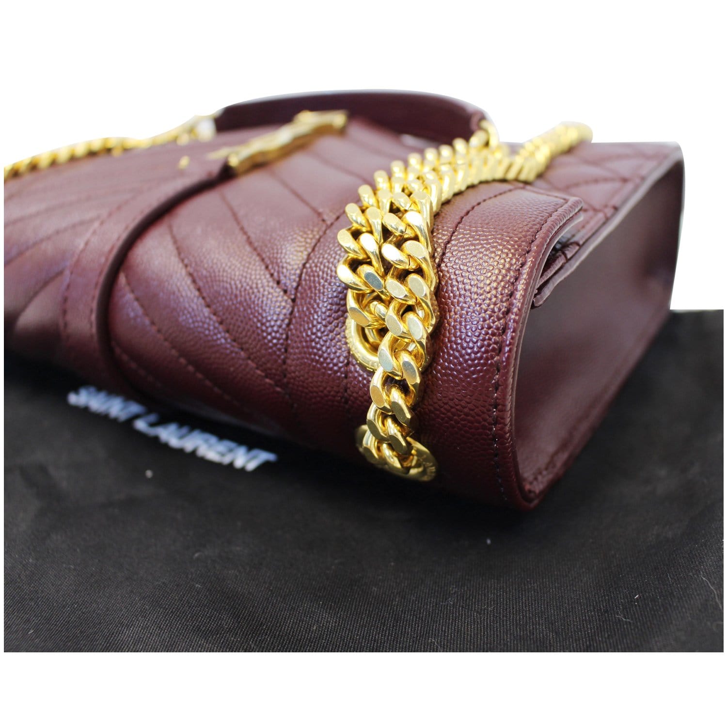 YVES Saint Laurent Envelope Medium Chain Shoulder Bag Burgundy