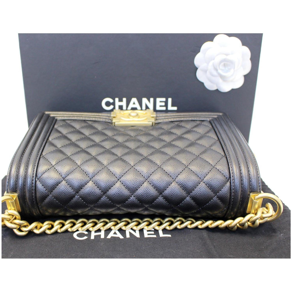 CHANEL Le Boy Small Caviar Leather Shoulder Bag Black