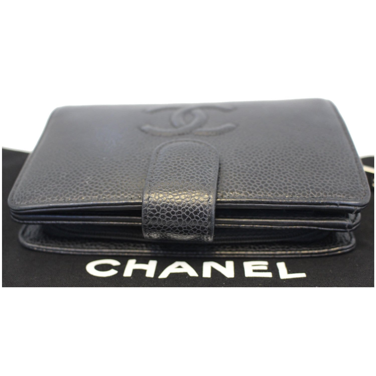CHANEL CC Caviar Leather Bifold Wallet Black